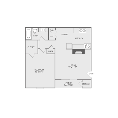 The Sycamore floorplan at Willow Apartments, Nashville